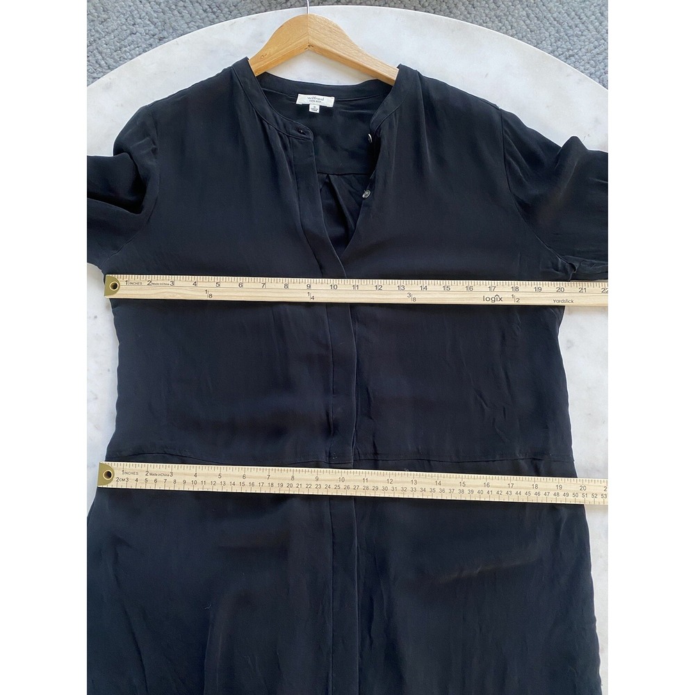 Wilfred Mini Dress Womens M Black 100% Silk Long Sleeve Button Career LBD - Picture 7 of 10